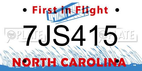 7JS415 North Carolina License Plate