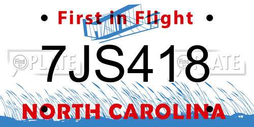 7JS418 North Carolina License Plate