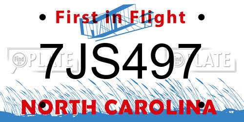 7JS497 North Carolina License Plate