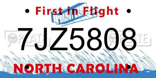 7JZ5808 North Carolina License Plate