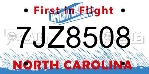 7JZ8508 North Carolina License Plate