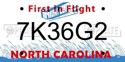 7K36G2 North Carolina License Plate