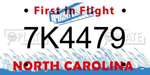 7K4479 North Carolina License Plate