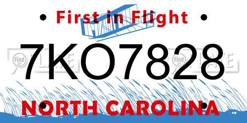 7KO7828 North Carolina License Plate