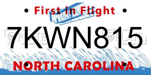 7KWN815 North Carolina License Plate