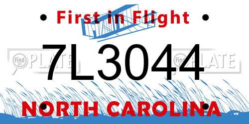 7L3044 North Carolina License Plate