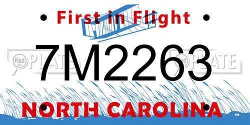 7M2263 North Carolina License Plate