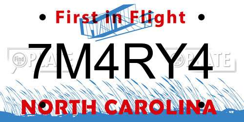 7M4RY4 North Carolina License Plate