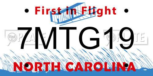 7MTG19 North Carolina License Plate