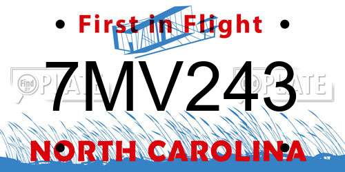 7MV243 North Carolina License Plate