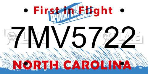 7MV5722 North Carolina License Plate