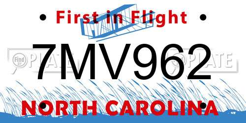 7MV962 North Carolina License Plate