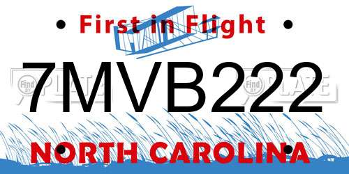 7MVB222 North Carolina License Plate
