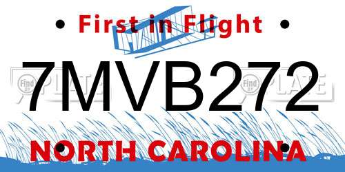 7MVB272 North Carolina License Plate