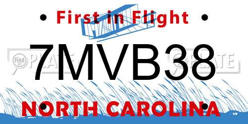 7MVB38 North Carolina License Plate