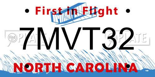 7MVT32 North Carolina License Plate