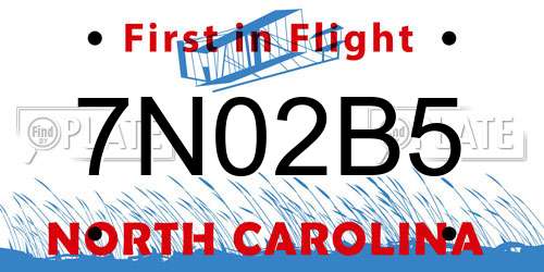 7N02B5 North Carolina License Plate