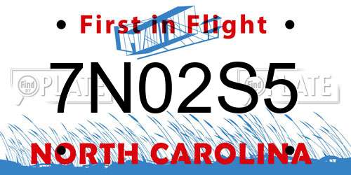 7N02S5 North Carolina License Plate