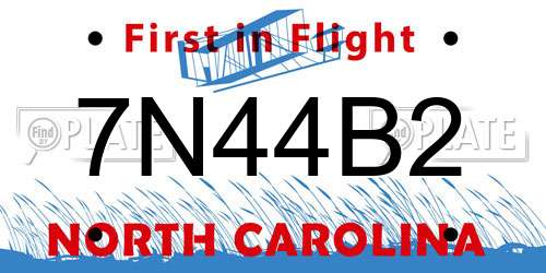 7N44B2 North Carolina License Plate
