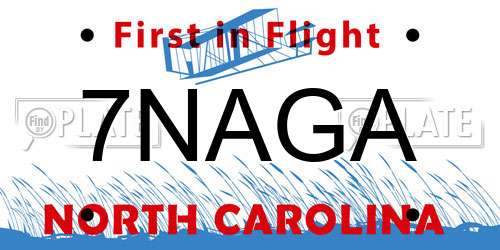 7NAGA North Carolina License Plate