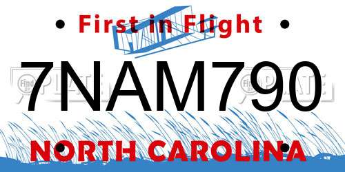7NAM790 North Carolina License Plate