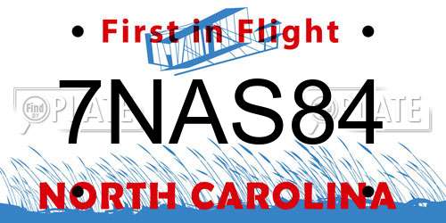 7NAS84 North Carolina License Plate