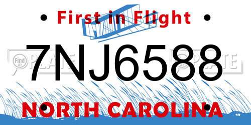 7NJ6588 North Carolina License Plate