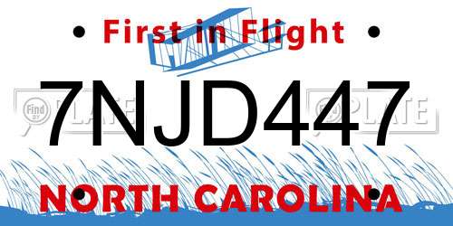 7NJD447 North Carolina License Plate