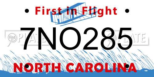 7NO285 North Carolina License Plate