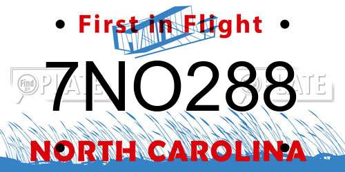 7NO288 North Carolina License Plate