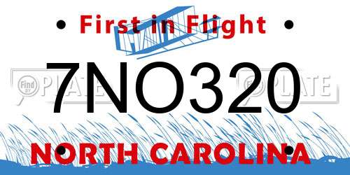 7NO320 North Carolina License Plate