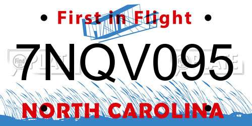 7NQV095 North Carolina License Plate