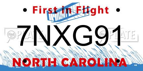 7NXG91 North Carolina License Plate