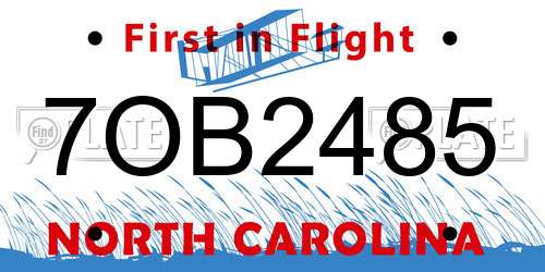 7OB2485 North Carolina License Plate