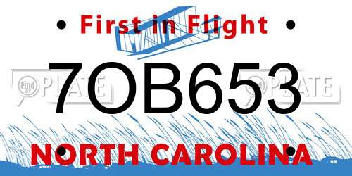 7OB653 North Carolina License Plate