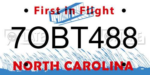 7OBT488 North Carolina License Plate