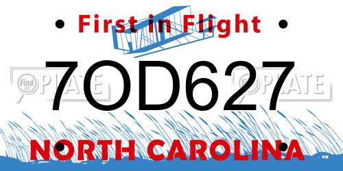 7OD627 North Carolina License Plate