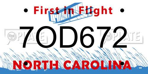 7OD672 North Carolina License Plate