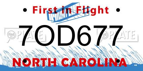 7OD677 North Carolina License Plate