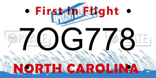 7OG778 North Carolina License Plate