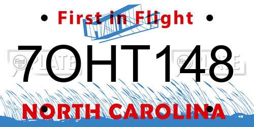 7OHT148 North Carolina License Plate