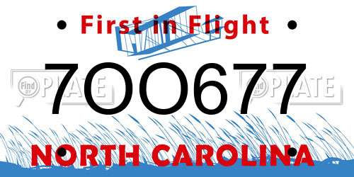7OO677 North Carolina License Plate