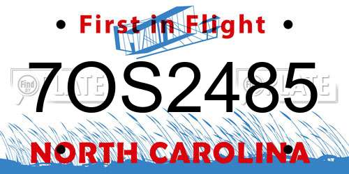 7OS2485 North Carolina License Plate