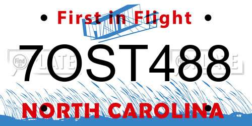 7OST488 North Carolina License Plate