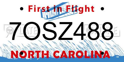 7OSZ488 North Carolina License Plate