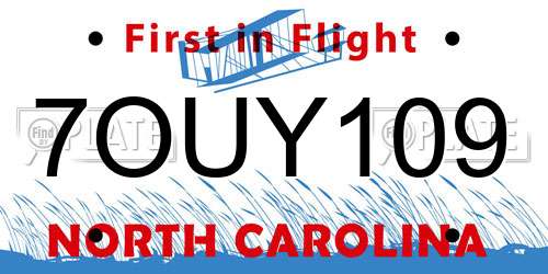 7OUY109 North Carolina License Plate