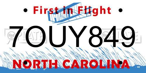 7OUY849 North Carolina License Plate