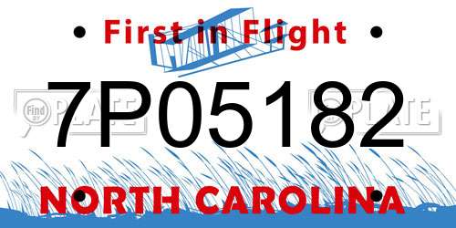 7P05182 North Carolina License Plate
