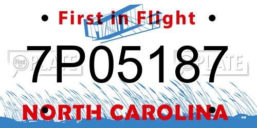 7P05187 North Carolina License Plate