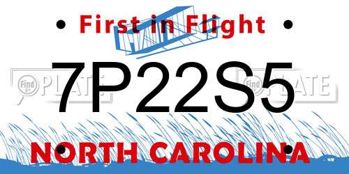 7P22S5 North Carolina License Plate